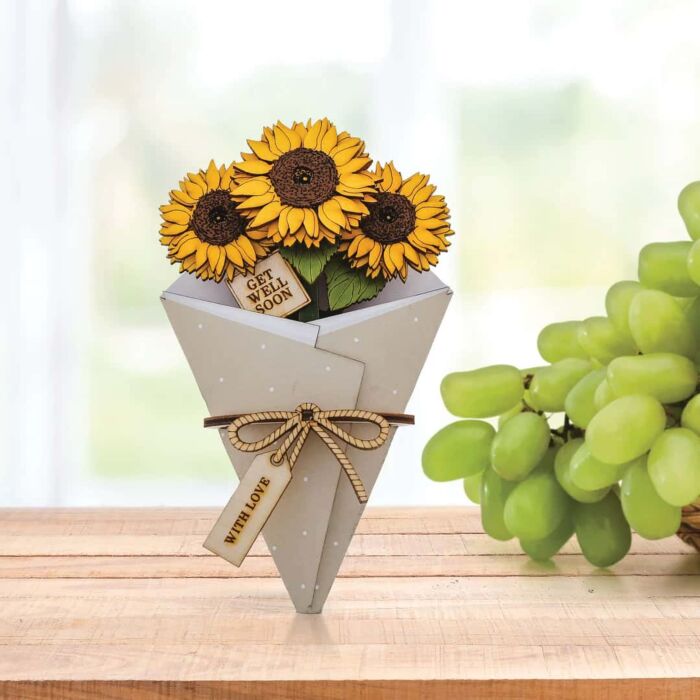 Wild & Wood Get Well Soon 3D Flower Figurine Card Letterbox Gift